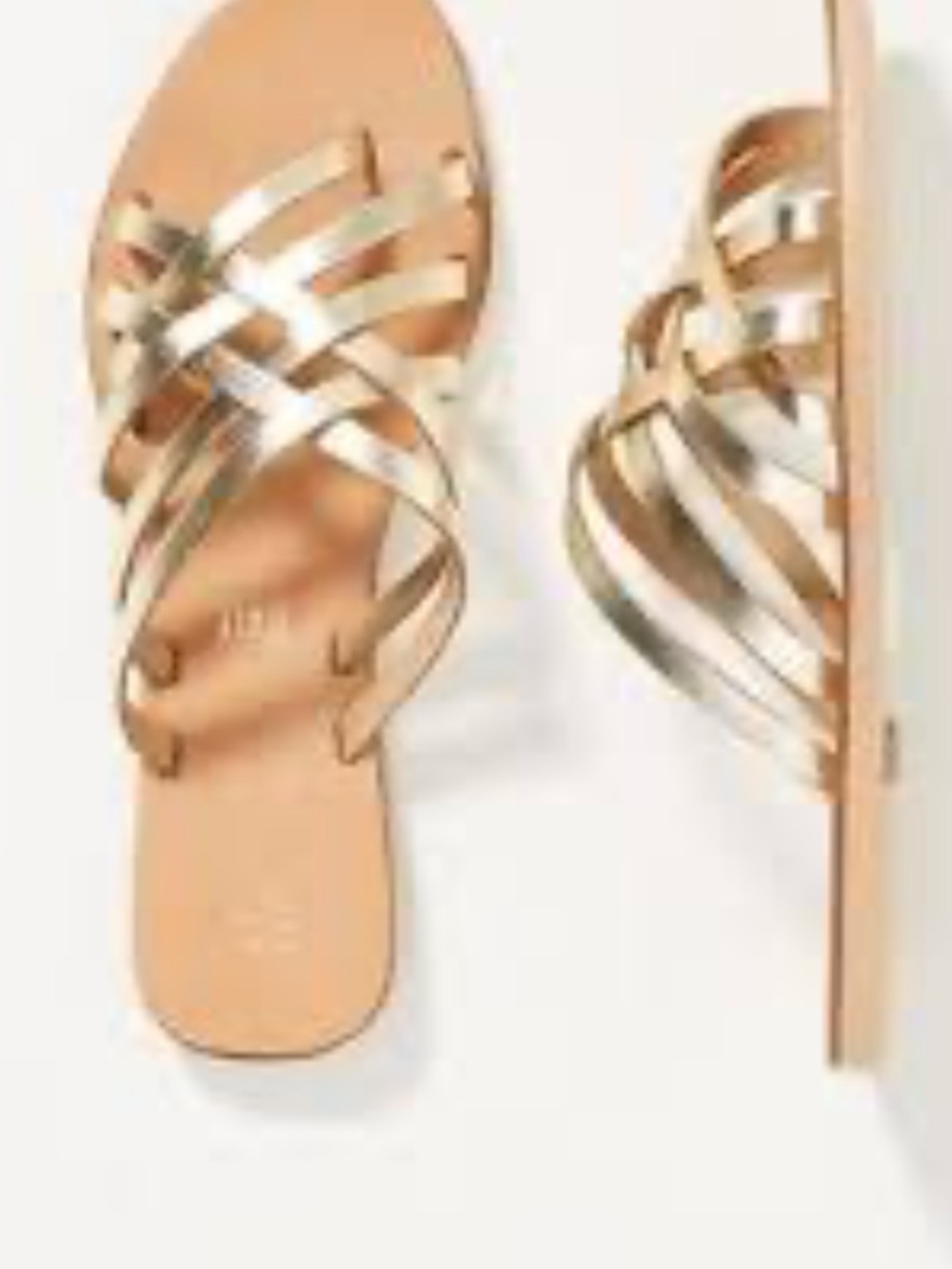 Seychelles Metallic Gold Strappy Slide Sandals Made in Italy